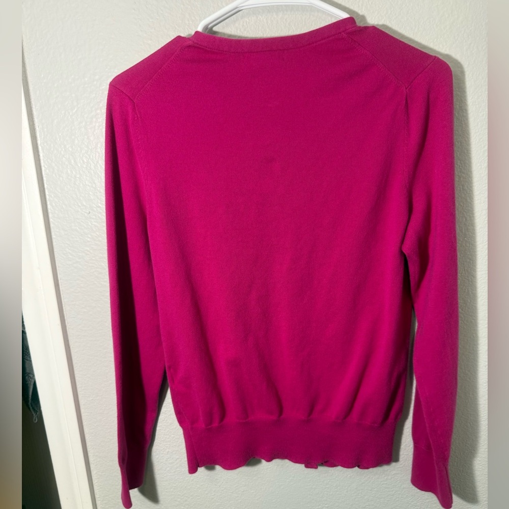 Vintage 2000s Lands' End Women's Vibrant Pink Cardigan - Picture 3 of 5